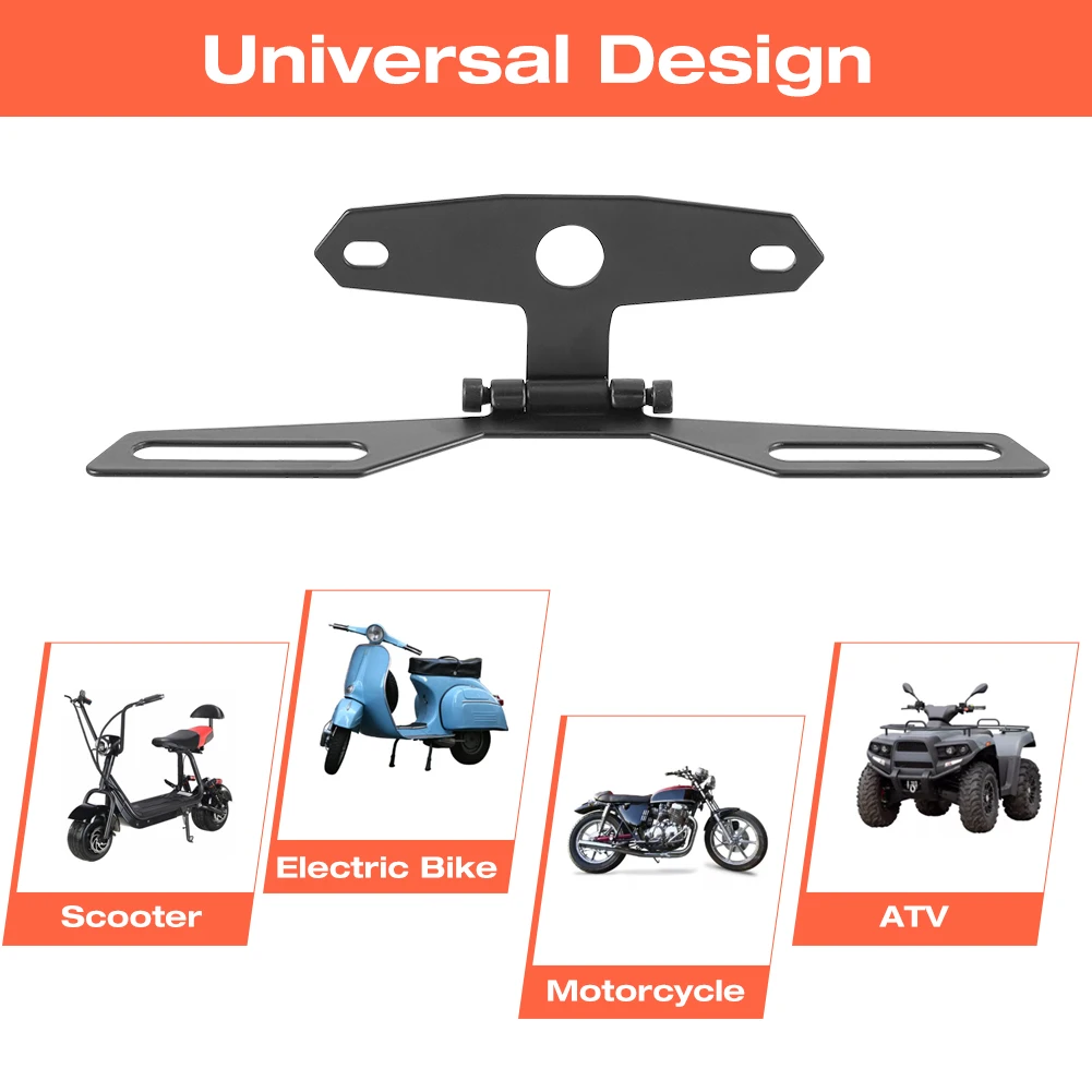 Soporte de matrícula plegable ajustable para motocicleta ATV, eliminador de guardabarros trasero, soporte de placa de matrícula, montaje de cola ordenada