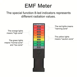 Miernik pola elektromagnetycznego EMF Gaussian Ręczny monitor pola magnetycznego Detektor elektromagnetyczny Miernik Gaussian 9LED