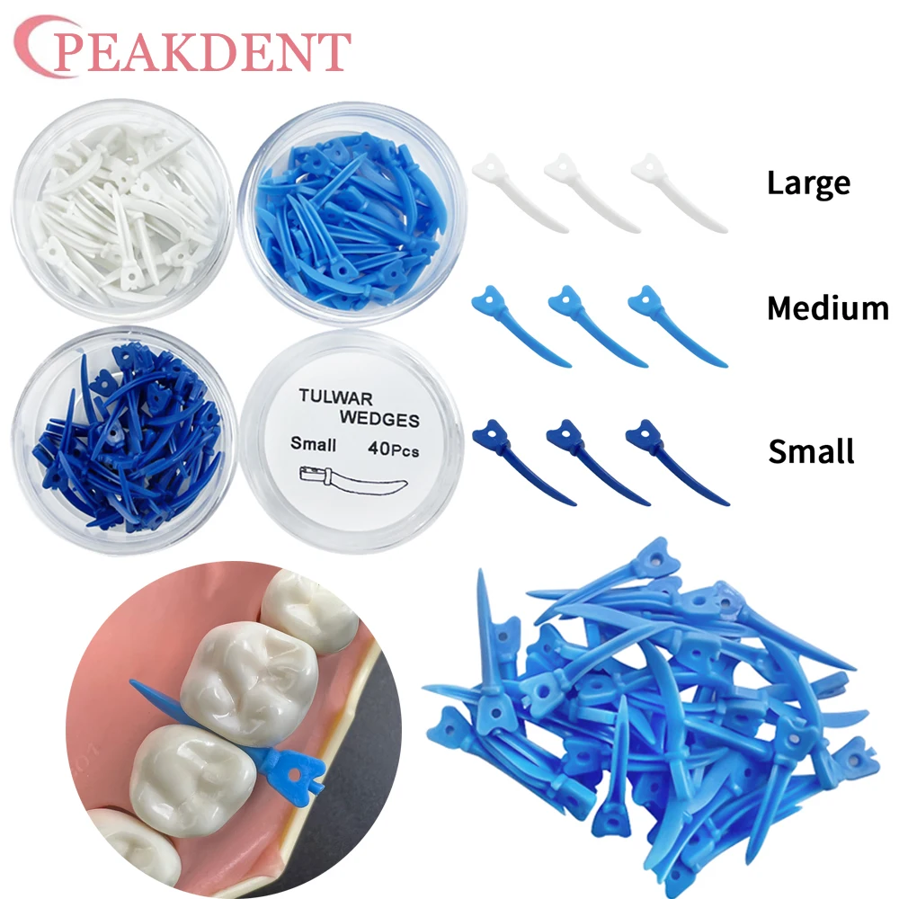 Dental Wedges Refill Wedge S/M/L Disposable Plastic Wedges Dentistry Tooth Gap For Sectional Matrix System With Hole 40Pcs/Box