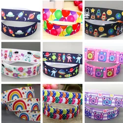 22mm 5yards Rainbow Balloon Poker Camera Printed Grosgrain Ribbon Accessories Headwear Decoration Collar DIY Sewing Craft E2256