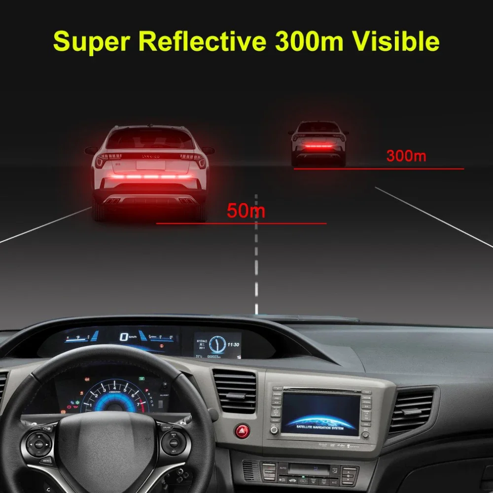 5pcs/set Car Reflectante Reflector Sticker 90*5 Car Body Trunk Exterior Auto Accessories Reflex Exterior Warning Reflective Tape