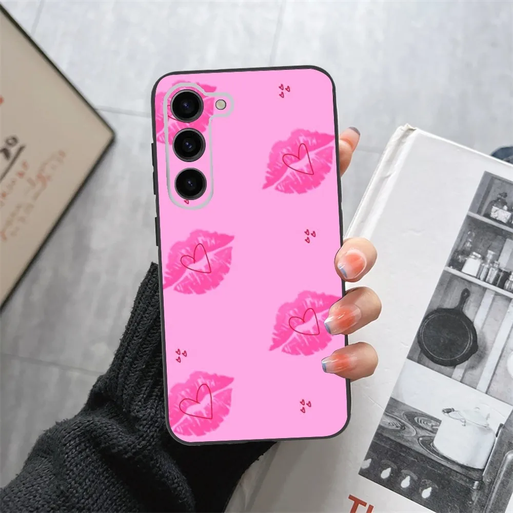 Gradient Pink Sweet Love Heart Phone Case For Samsung A24,53,52,51,22,23,31,40,34,32,,A33,21,50,54,42 Black