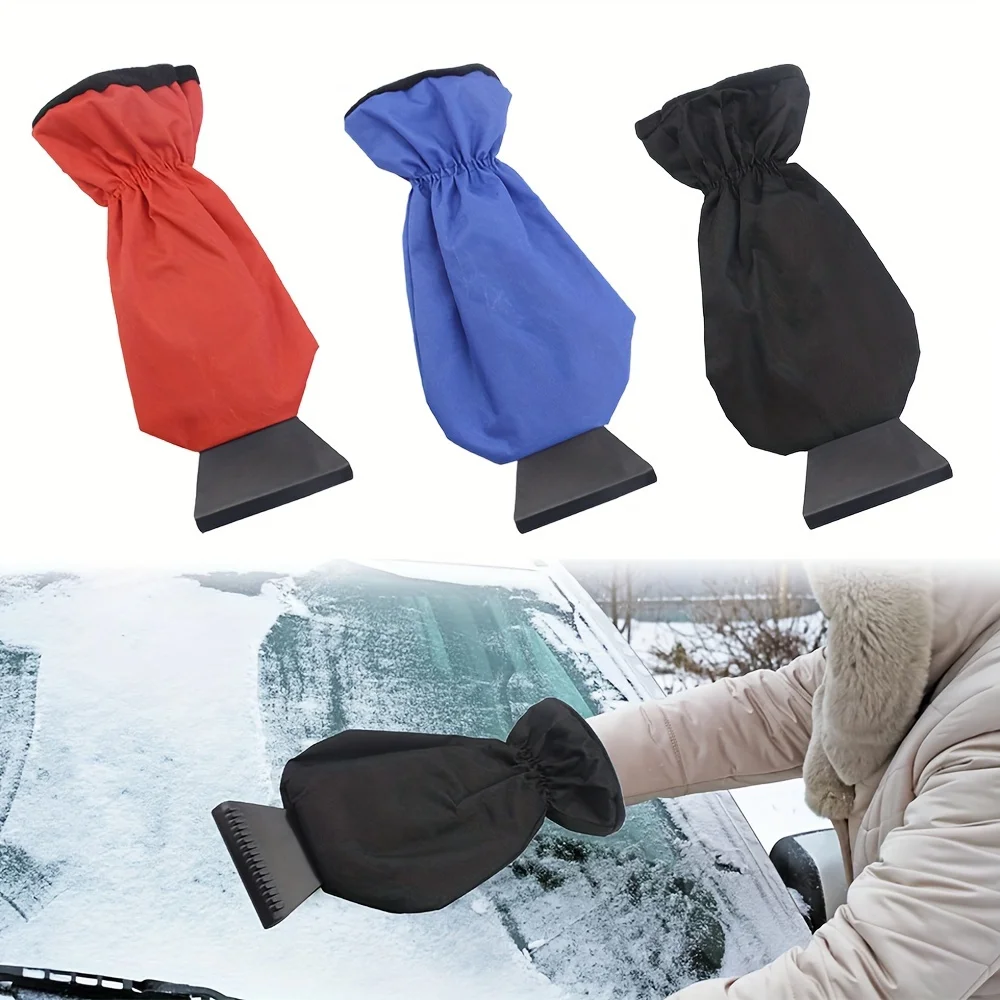 All-in-One Car Ice Scraper & Snow Brush with Thermal Gloves - Heavy-Duty Winter Snow Removal Kit, Windshield Squeegee