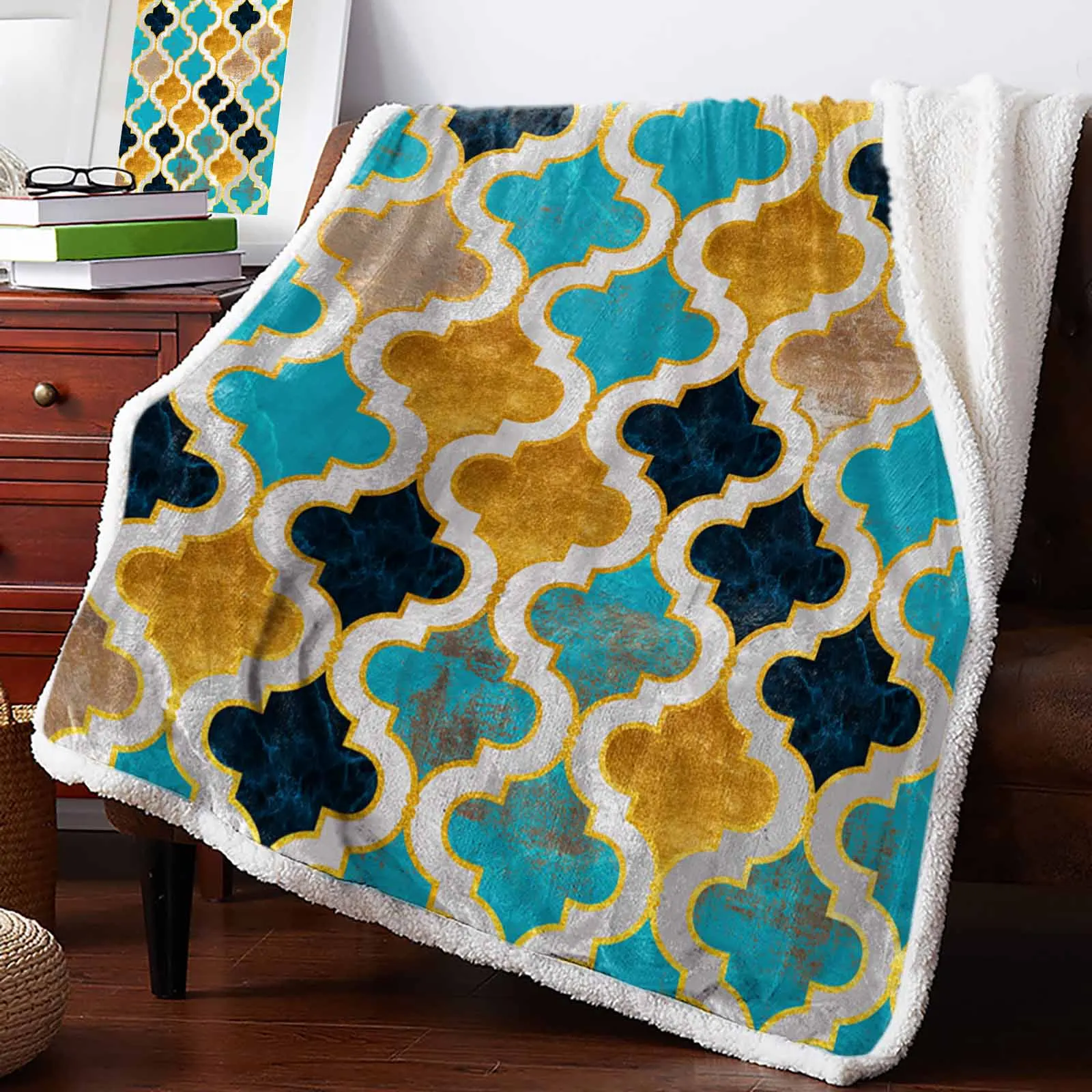 Vintage Abstract Modern Morocco Cashmere Blanket Warm Winter Soft Throw Blankets for Beds Sofa Wool Blanket Bedspread