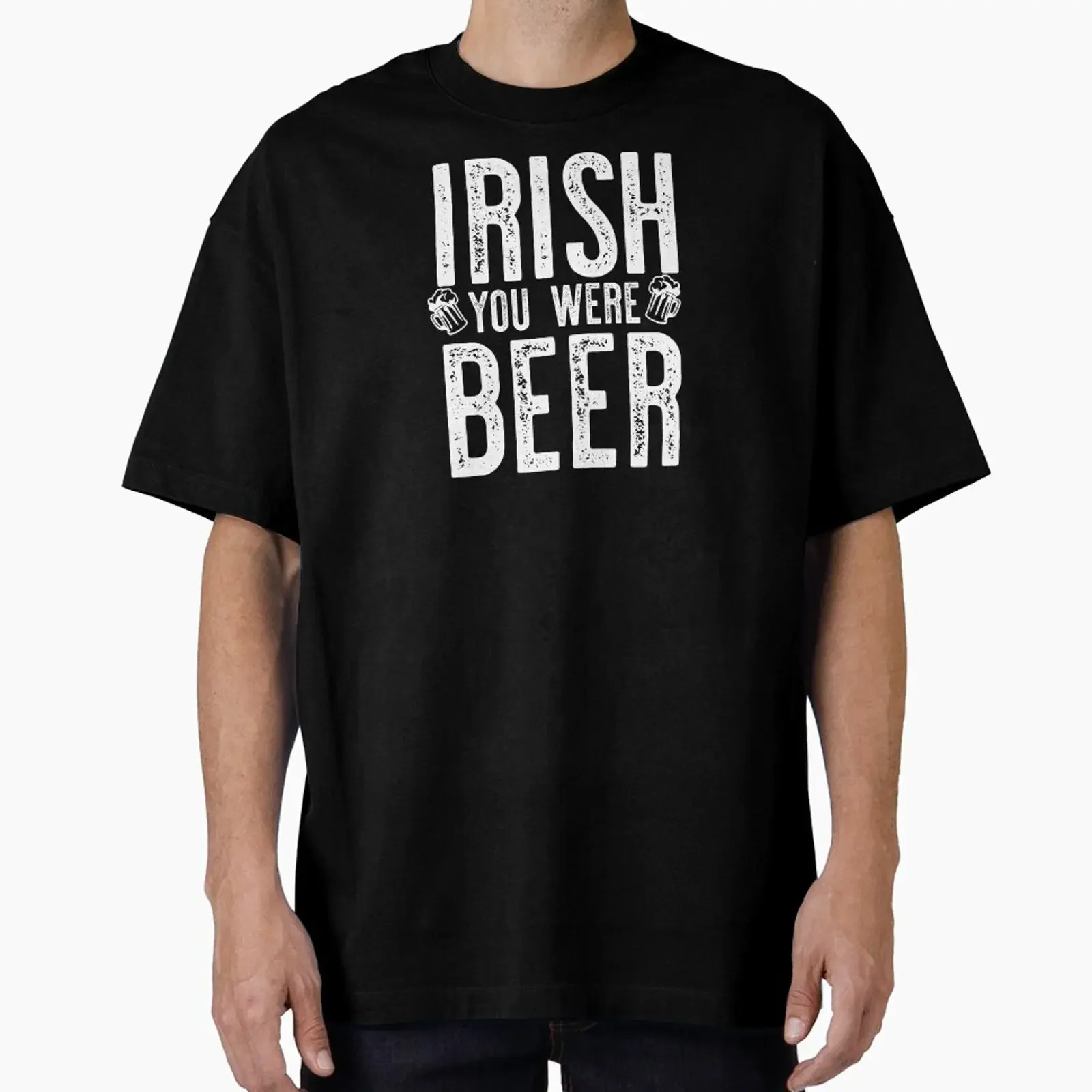 IRISH YOU WERE BEER St Paddy's Day pun funny mugs shirt designed and sold by starkle vintage Washed fashion designer clothes