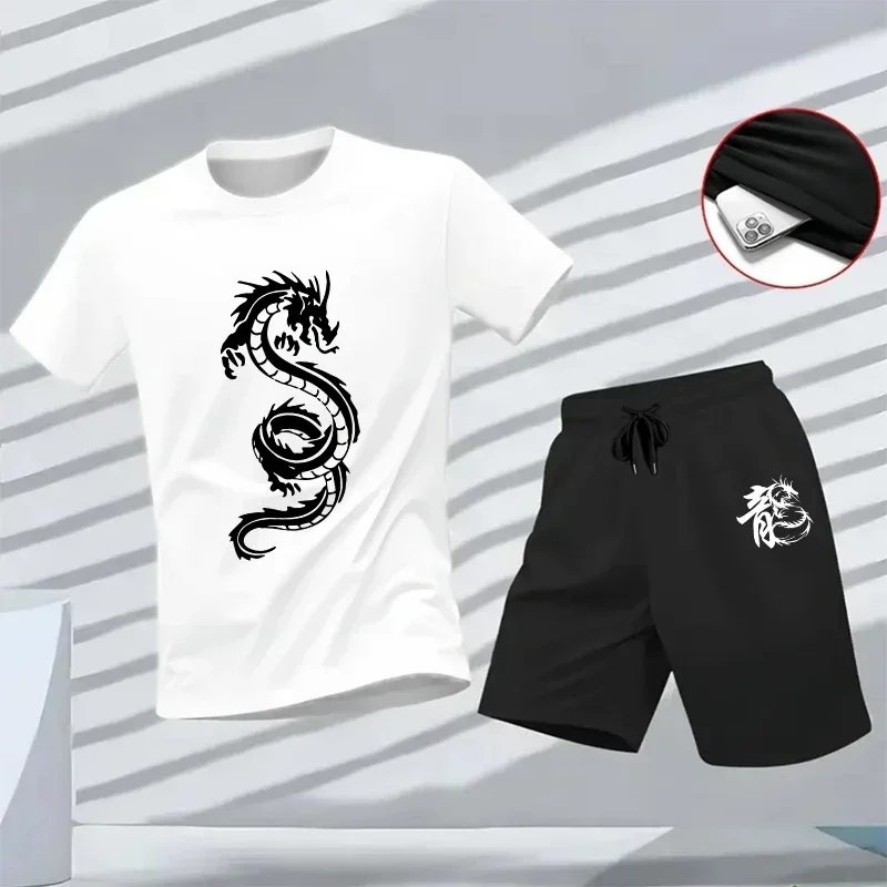 

Quality Summer Outdoors Jogging New Two-piece Set Versatile Shorts-sleeved T-shirt and Sport Short Daily Men's Tracksuit Casual