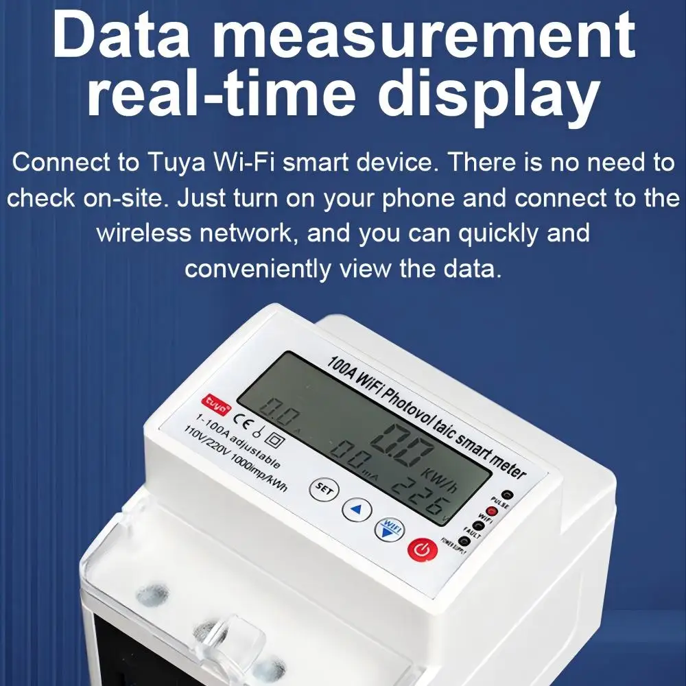 

Single Phase 4P 110/220V 100A Bidirectional Electricity Energy Meter kWh Counter WIFI Remote Control Smart Electricity Wattmeter