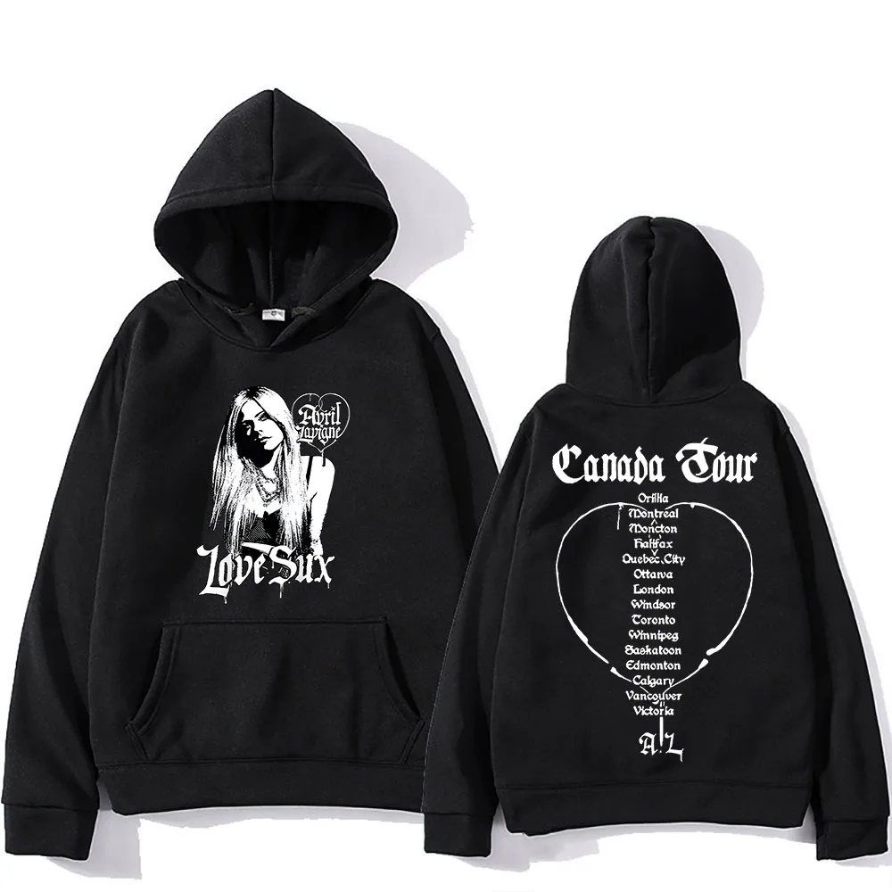 Sudaderas Hooded Avril Lavigne Back Printing Fleece Punk Sweatshirt Long Sleeve Harajuku Clothing Moletom Vintage Soft Pullovers