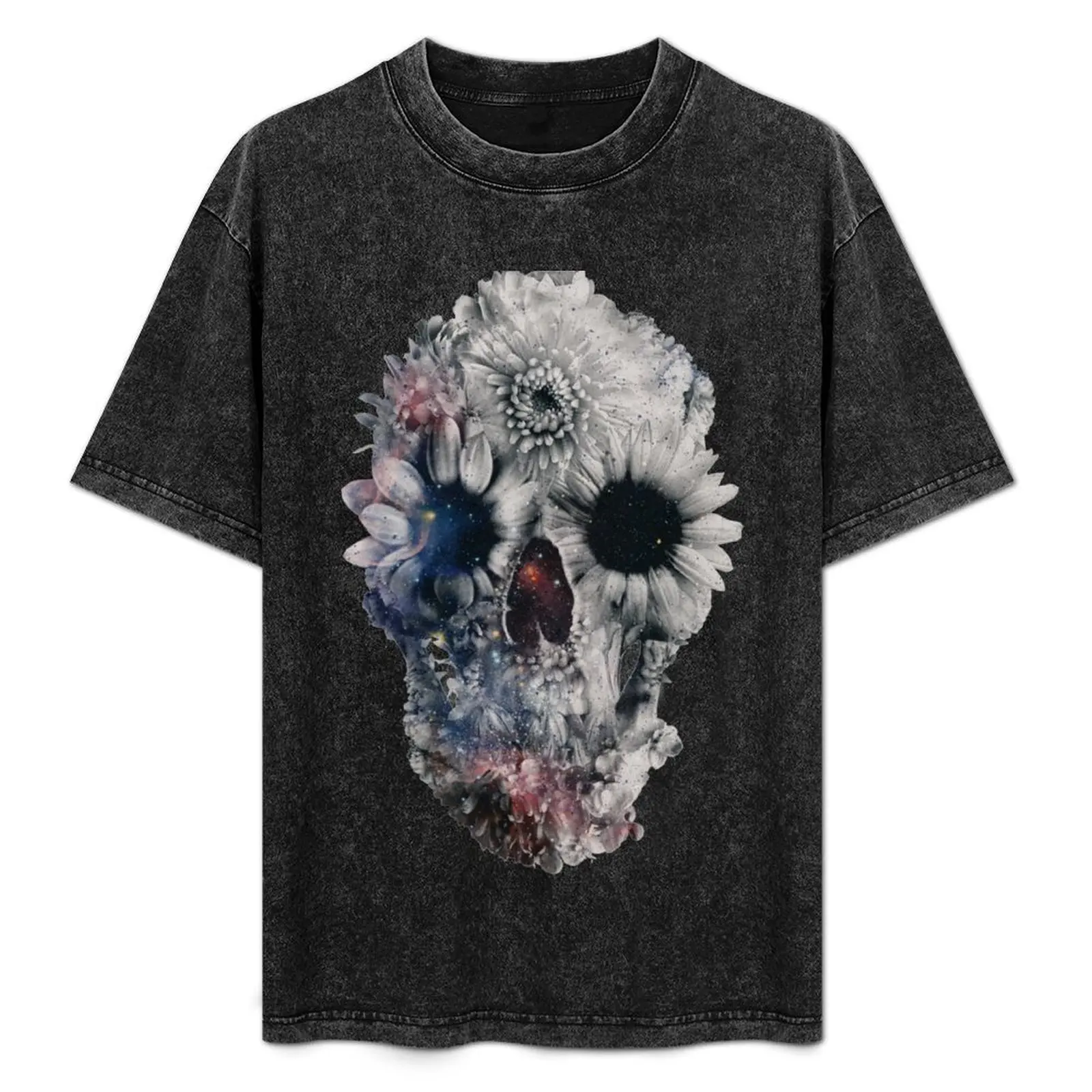 

Skull & Magnolia Flowers T-Shirt Breathable Basic Cotton T-Shirt
