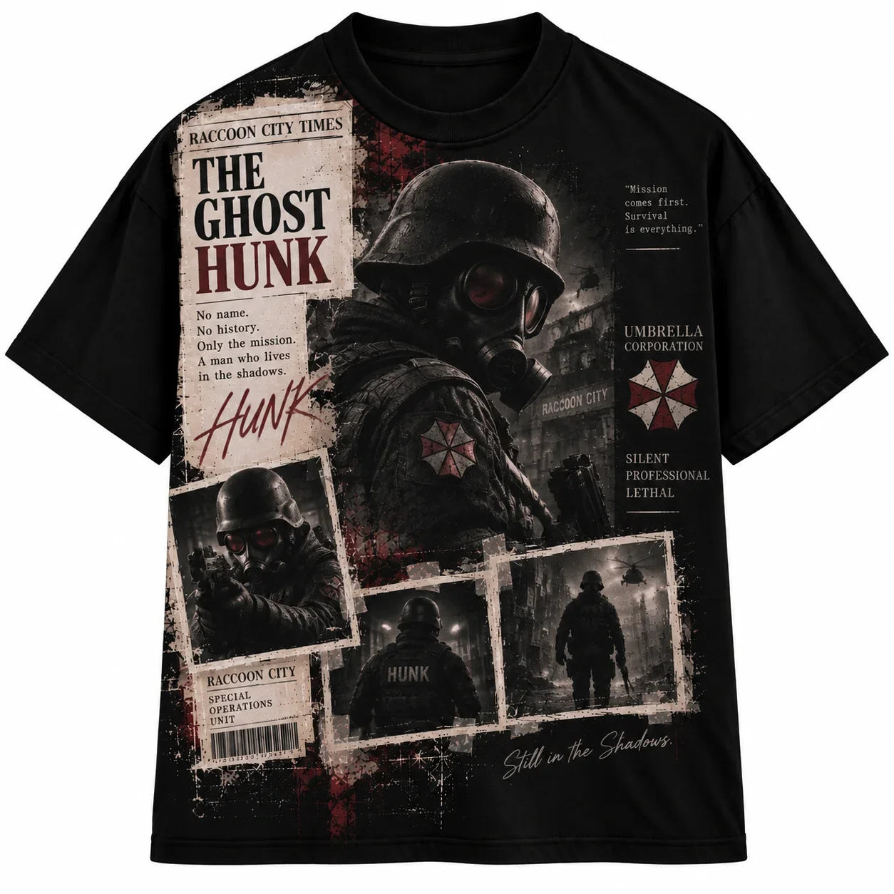 Resident Evil Albert Wesker Retro Vintage Printed Graphic T‑Shirt,Umbrella Corp Biohazard Horror Casual Streetwear Unisex Tee