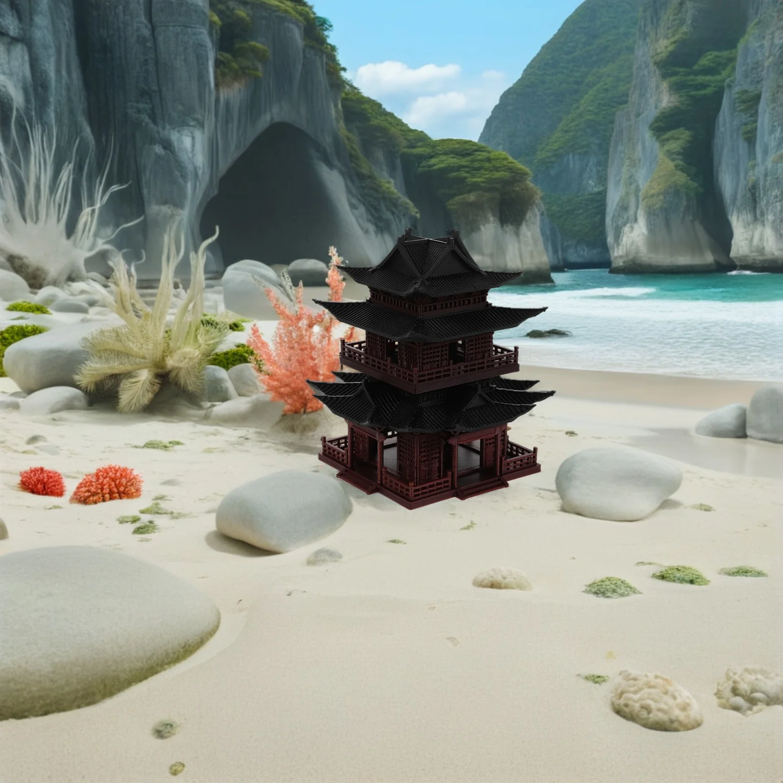 

Vintage Miniature Pavilion Statue Chinese Ancient Building Asian Zen Garden Decor For Aquarium Fish Tank Landscaping Ornament