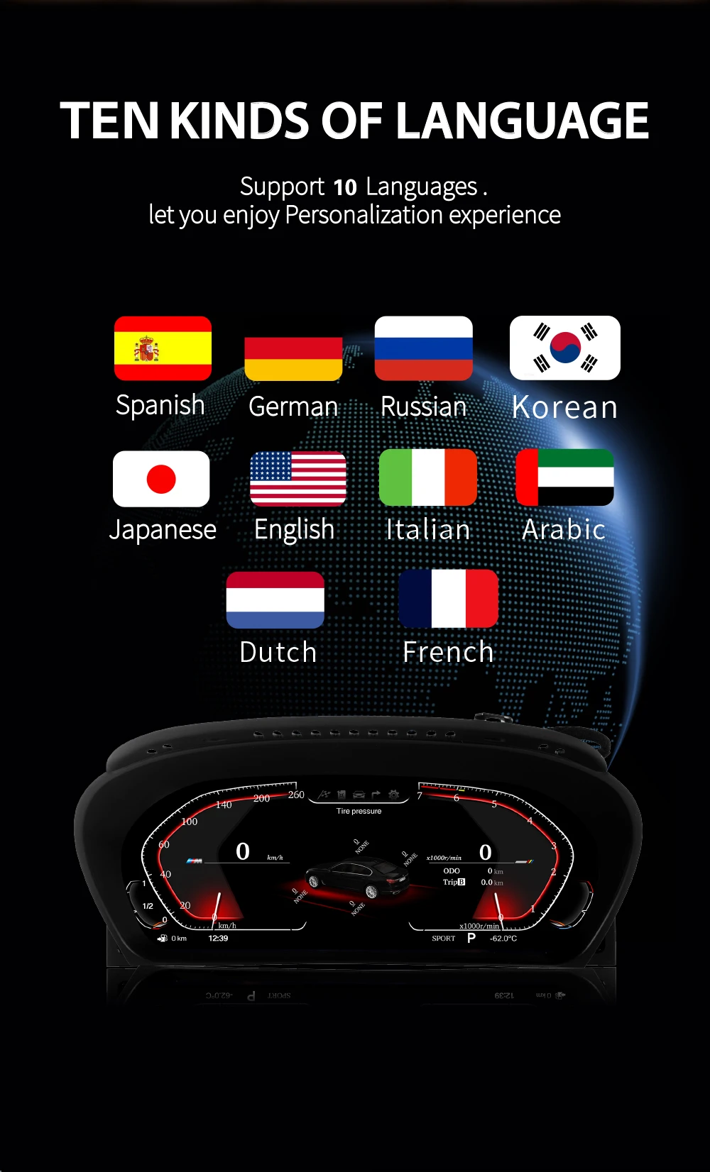 12.3 "Ultimo originale cruscotto digitale per auto cluster per strumento tachimetro LCD serie 5 E60 E61 E63 E64