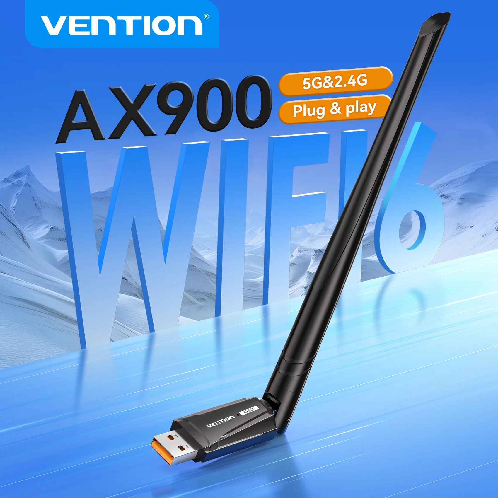 

Vention WiFi Adapter AX900 WiFi6/5 5GHz&2.4GHz USB WiFi Dongle Antenna for Desktop Laptop USB Wireless Ethernet Network Card