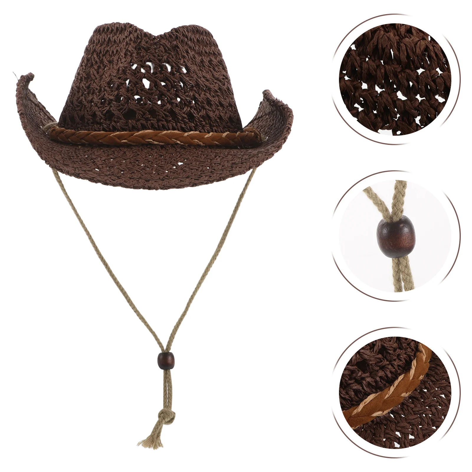 

Kids Cowgirl Hat Woven Straw Western Style Wide Brim Sun Protection Beach Travel Hat For Children Outdoor Camping Hiking
