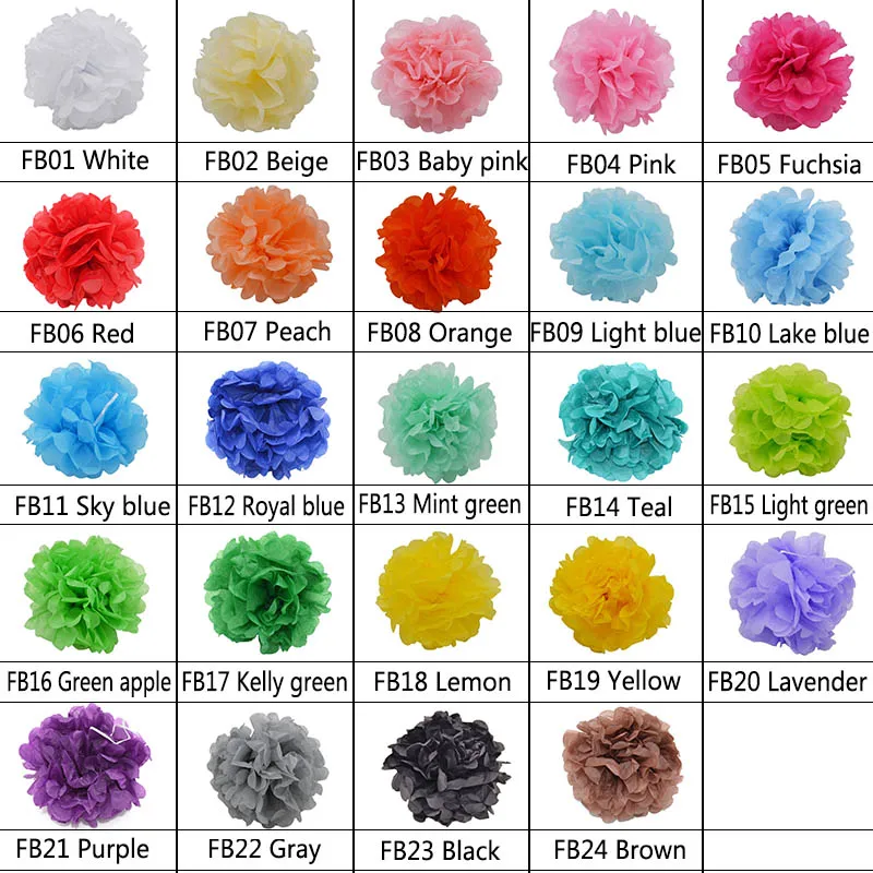 5Pcs 10/15/20/25/30cm Tissue Paper Pompoms Flower Balls Multi-Color DIY Wedding Festival Baby Shower Birthday Party Home Decor