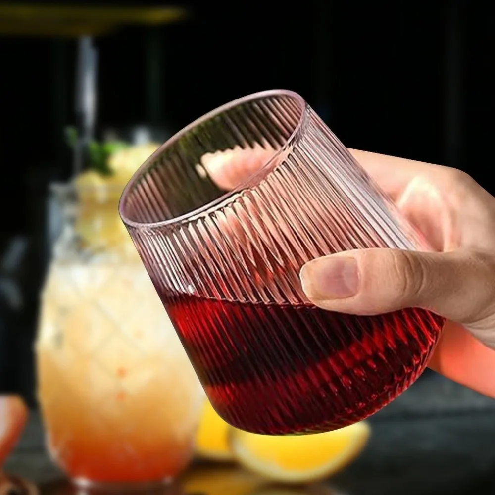 

Unbreakable Ripple Glasses Plastic Elegant Plastic Wine Glasses 12 Ounce Capacity Ribbed Texture Champagne Whiskey Glasses