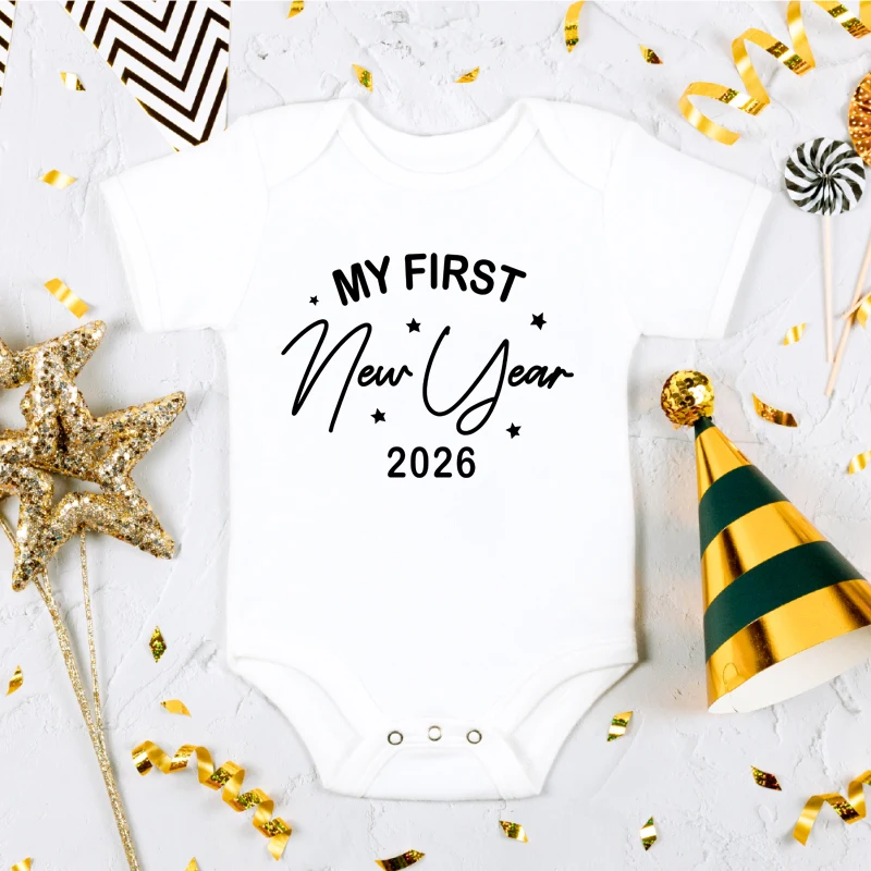 My First New Year 2026 Newborn Baby Rompers Short Sleeve Infant Jumpsuits Hello 2026 Party Baby Boys Girls New Year Ropa Clothes
