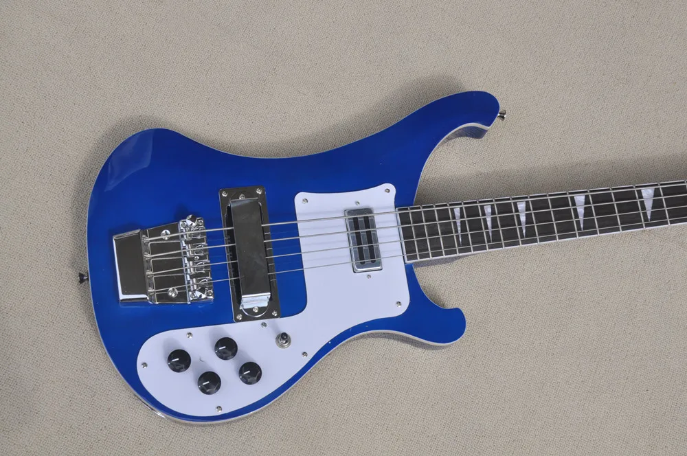 Blue Body 4 strings Electric Bass Guitar with Rosewood Fingerboard,Chrome Hardware,Provide customization