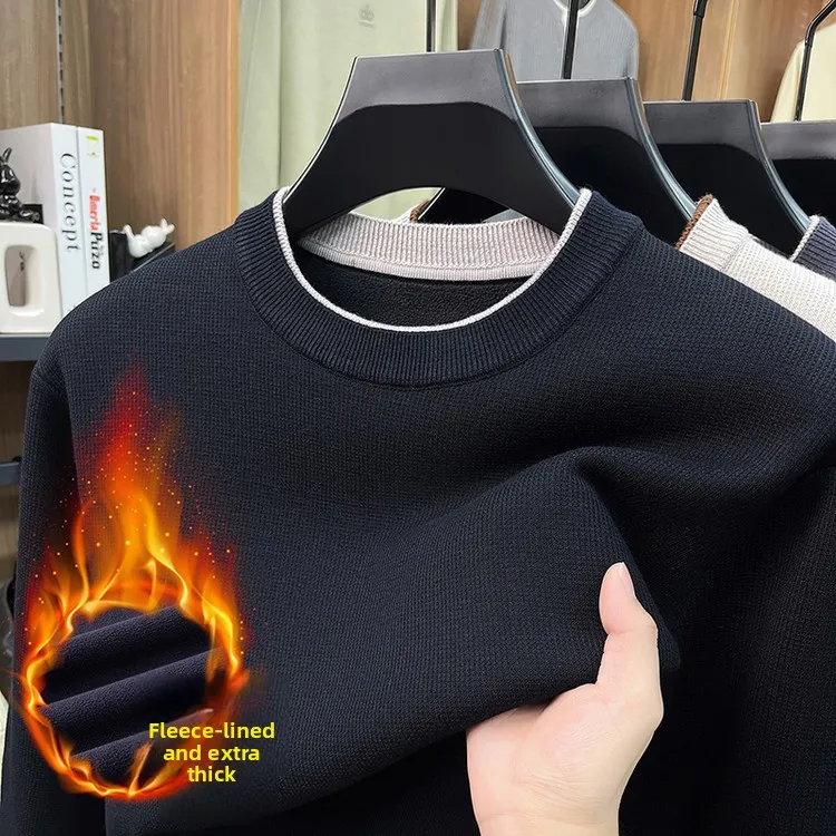 

Корейский мужской шерстяной свитер с круглым вырезом, утепленный, вязаный, базовый, для мужчин среднего возраста, зимняя модная одежда Ciwalk