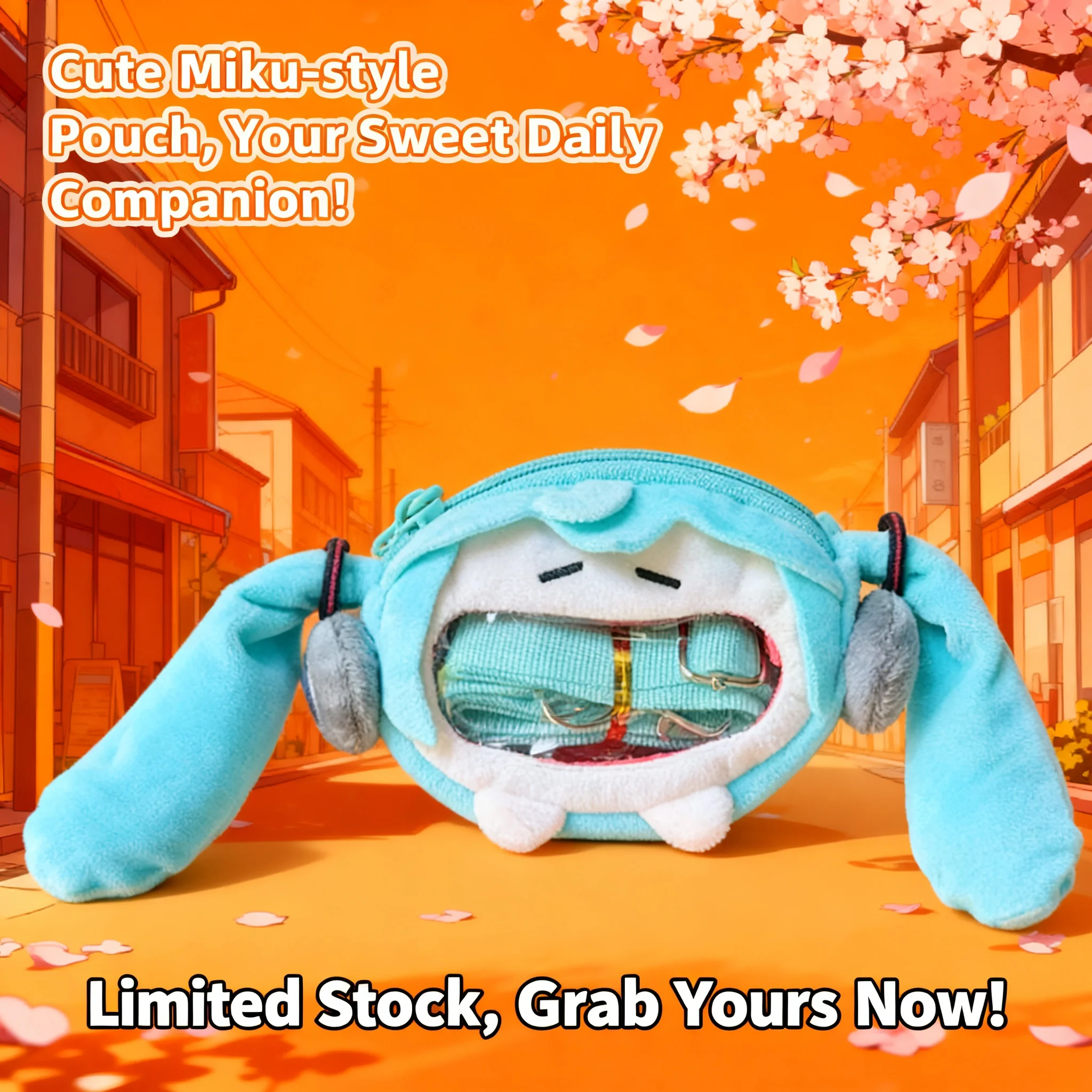

Cute Cartoon Hatsune Miku Coin Purse Earphone Case Plush Doll Crossbody Keychain Bag Accessory Wholesale Bulk Sale for Fans