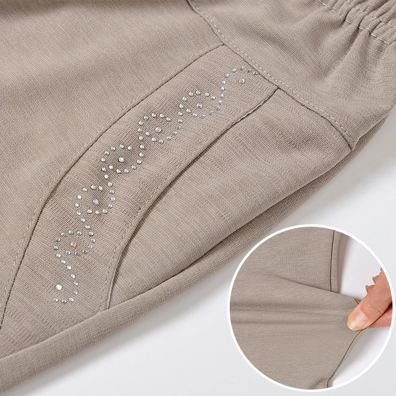 2023 Middle Aged and Old Women Spring Summer Pant Thin Elastic Waist Loose Mother Long Casual Trousers XL-5XL clothing joggers