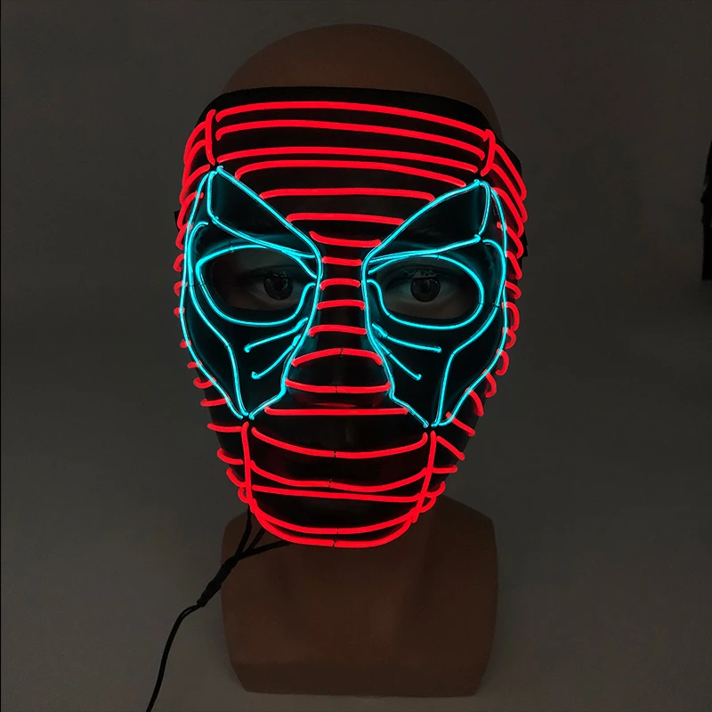 Trendy Fluorescence Light Up Mascaras Halloween LED Luminous Cosplay Party Mask Glow In The Dark Mask Costume Props