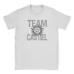 Man Supernatural T-Shirts Team Castiel Spn Brothers T Shirts Vintage Crewneck Short Sleeve Tops Pure Cotton Tee Shirt Normal