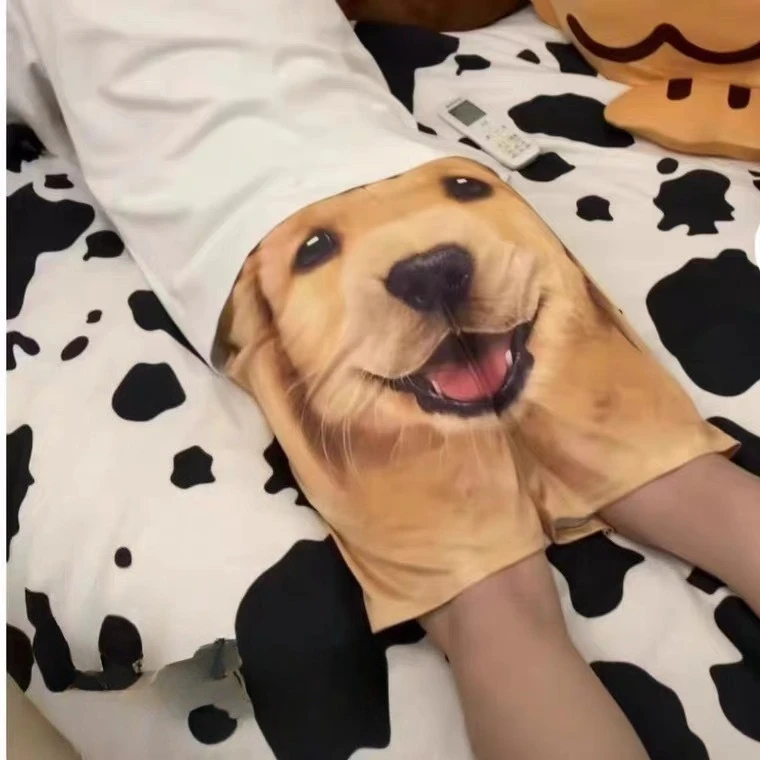 Pantalones cortos divertidos a la moda para perros y mascotas, pantalones cortos informales con estampado tridimensional 3D para hombres, pantalones cortos bonitos de verano con animales, pijamas para caminar en casa