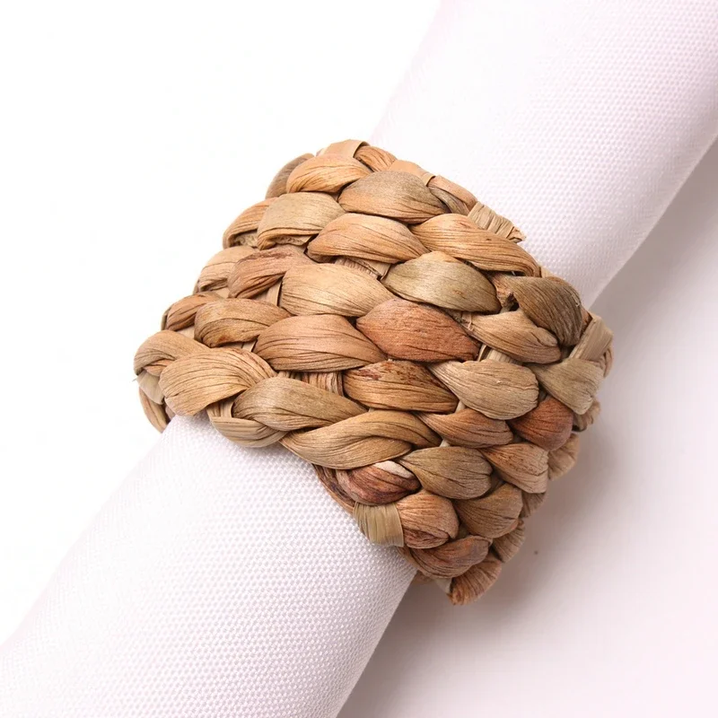 

5/10/15PCS Natural Material Straw Corn Husk Napkin Ring Water Hyacinth Grass Napkin Buckle Napkin Ring Home Party Wedding Decor