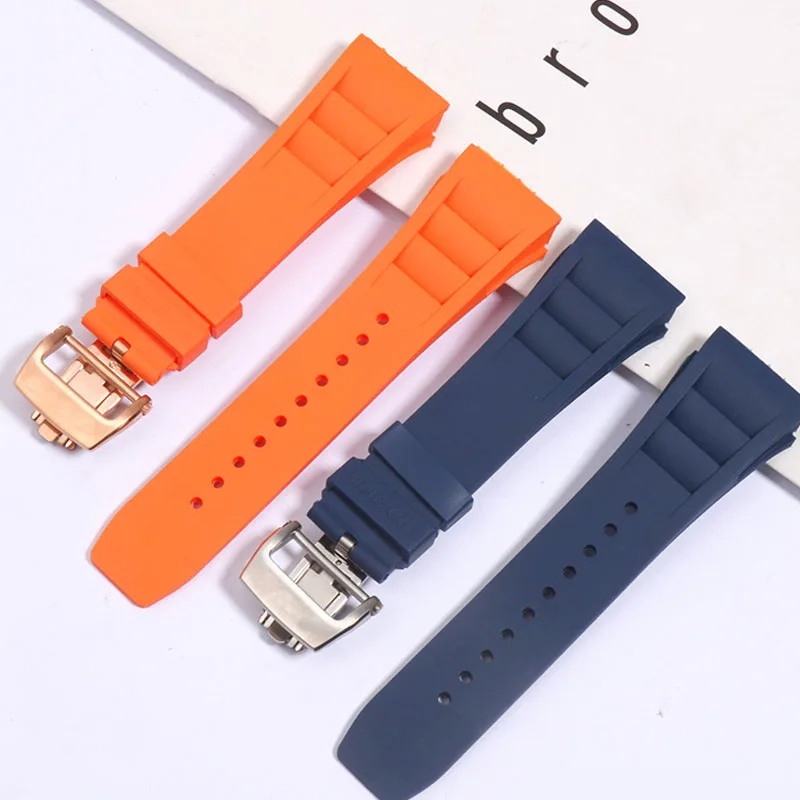 

Red Black Green Gray Blue Yellow Orange Rubber Watchband For Richard Mille strap for RM011 Mille Bracelet watch band 25mm