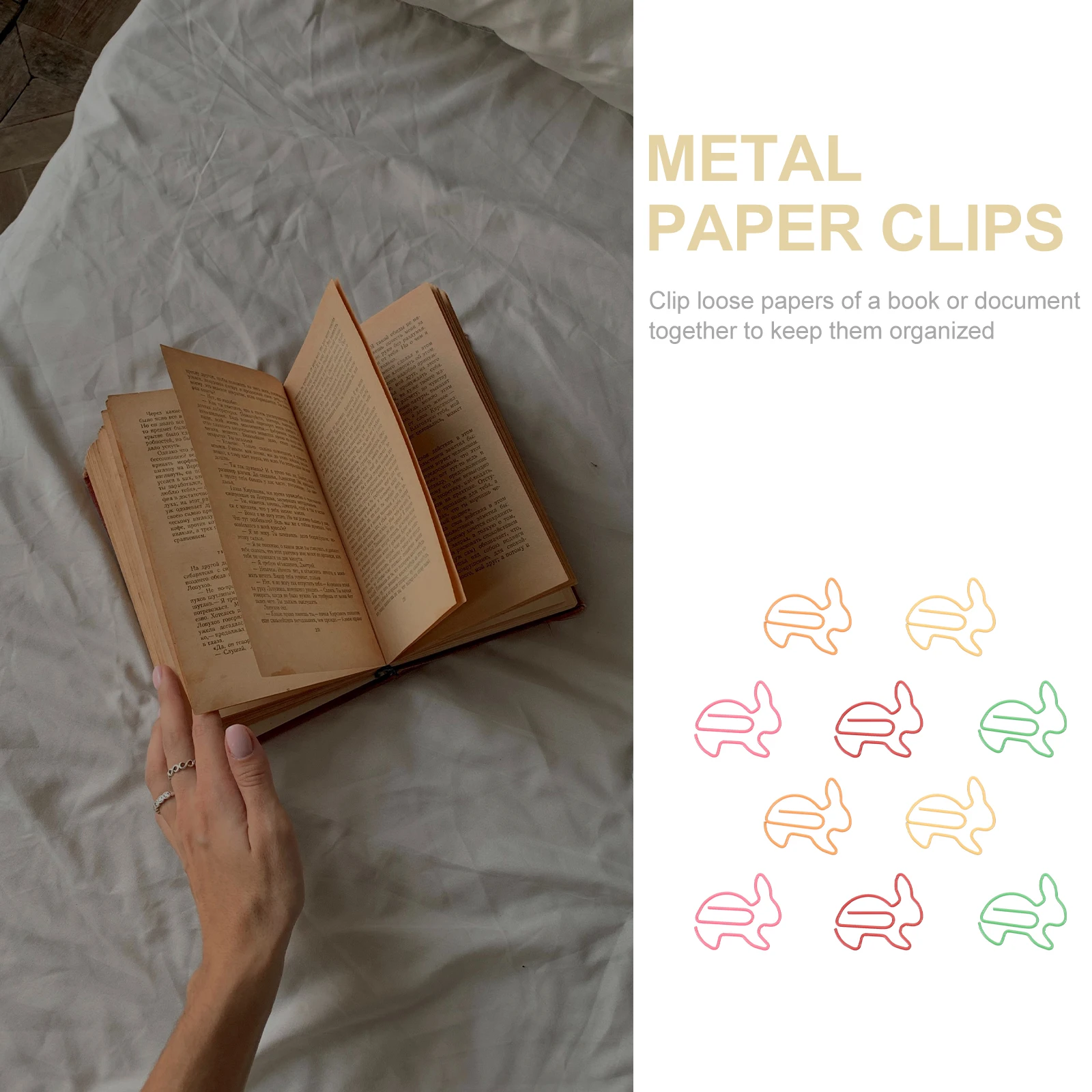 

20pcs Rabbit Paper Clips Creative Cartoon Office Supplies Bookmark Pins for Notes Paper Clips For Office Photos Documents