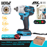 Hormy Brushless Cordless Electric Impact Wrench 280N.m Driver Motor Hand Drill Screwdriver Power Tool For Makita 18V Battery