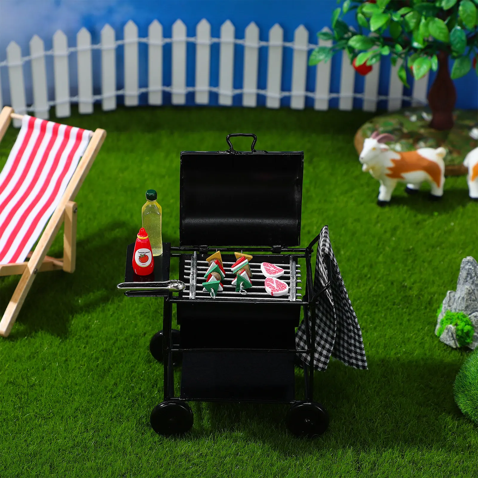 

1Set Miniature Bbq Rack Lightweight Compact Simple Design Mini House Kitchen Grill Decoration House Grill