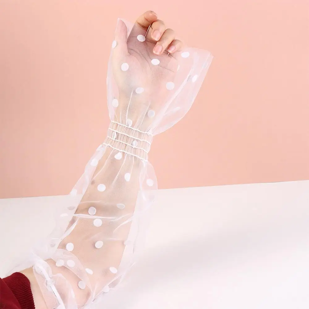 Transparent Long-sleeved Glove Wave Point Anti-UV Sunscreen Sleeve Sun Protection Cover Ice Silk Sleeves Lace Arm Warmers