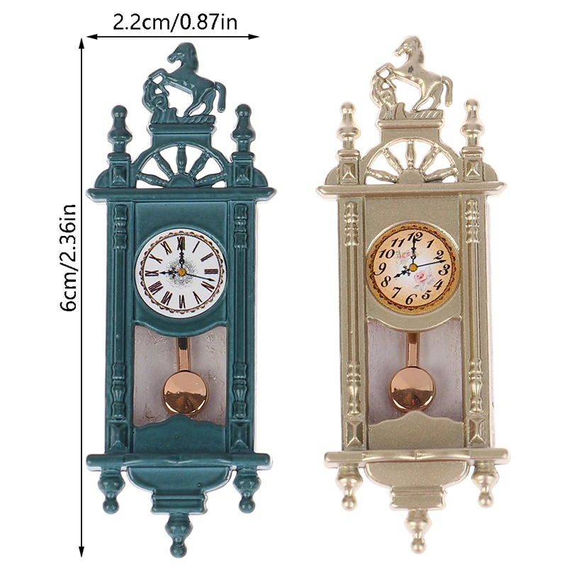 1PC Dollhouse Scene Props Mini Retro Roman Clock Model For Doll House Living Room Decor Kids Pretend Play Toys