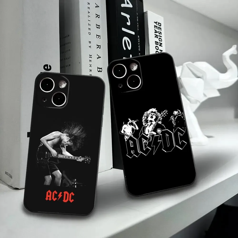 Music Band-A-ACDC-S Phone Case For iPhone16,15,14,13,12 Mini 11 Pro XR,X,XS,MAX 7,8 Plus Silicone Cover Soft Black