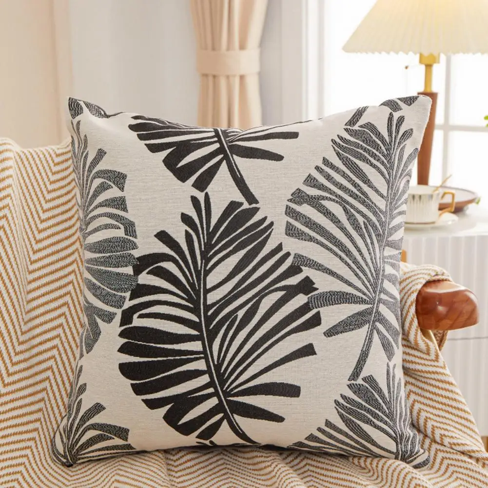 

Decorative Pillowcase Decorative Throw Pillow Case Soft Palm Leaf Printed Decorative Pillow Cover with Hidden Zipper for Bedroom