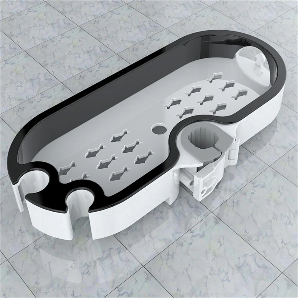 Shower Shelf Oval Plastic No Drill Bathroom Organizer Compatible with 22mm 24mm 25mm Shower Rods Rust Soap Holder