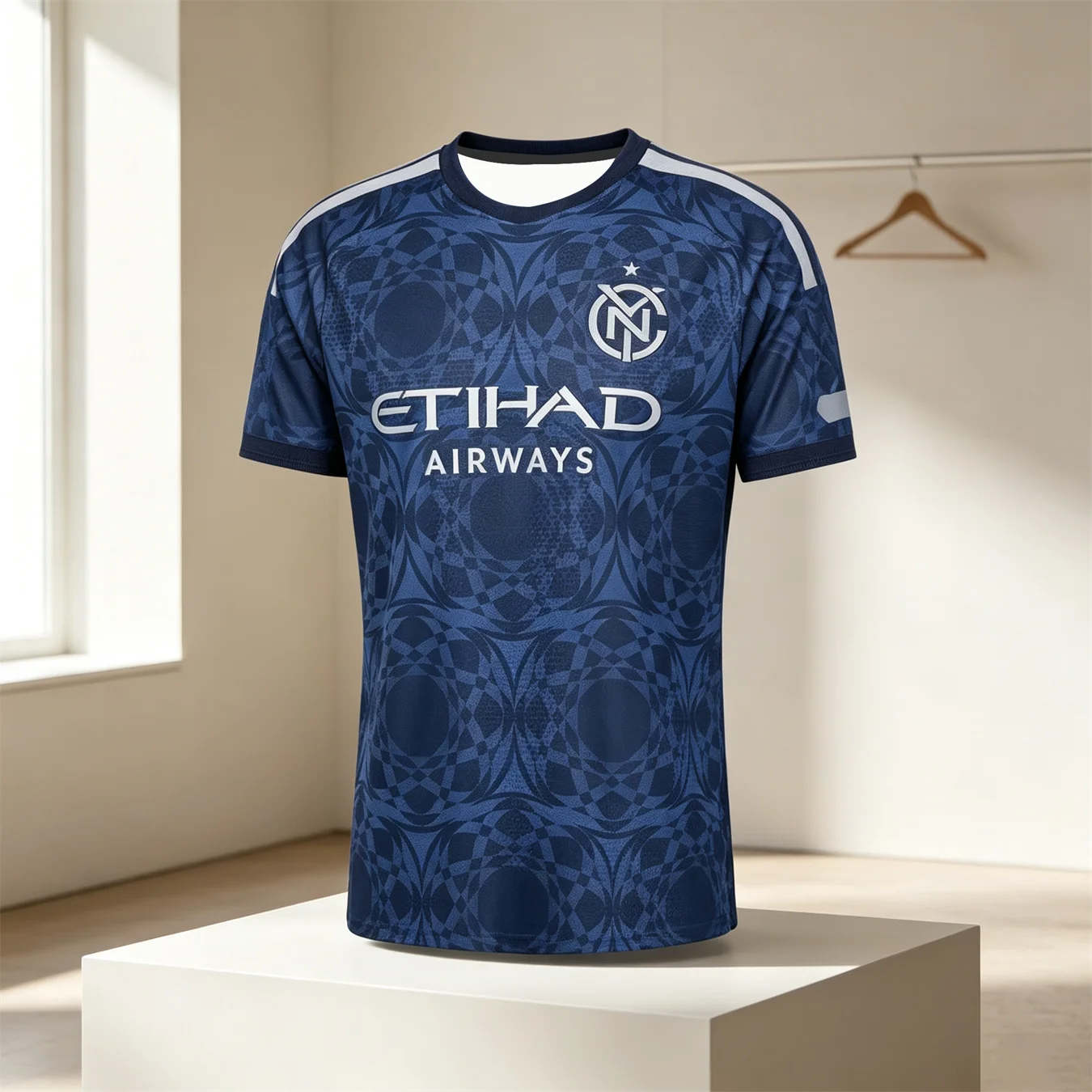 2026 NYCFC Rotes Geometrisches Fußballtrikot Schnelltrocknend Atmungsaktives Fußball-T-Shirt Etihad-Druck MLS Trainingsuniform Unisex Fan-Sport-Oberteil – Detail 11