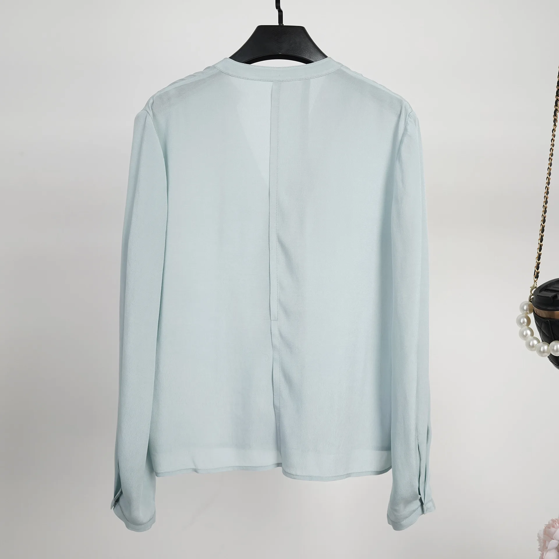 Relaxed Comfortable Women's Blouse 2024 New Top Light Blue Thin Loose Asymmetrical Women Long Sleeve Shirt Blusa Feminina