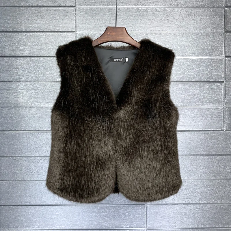 Fine Little Fox Fur Mink Fur Imitation Fur Fur Coat Women's Short Vest Autumn and Winter