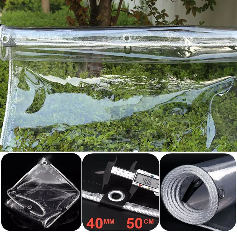 0.55MM Thick Transparent PVC Tarpaulin Garden Plant Shed , Waterproof Tarpaulin Garden Pergola Canope Rainproof Shade Tarp