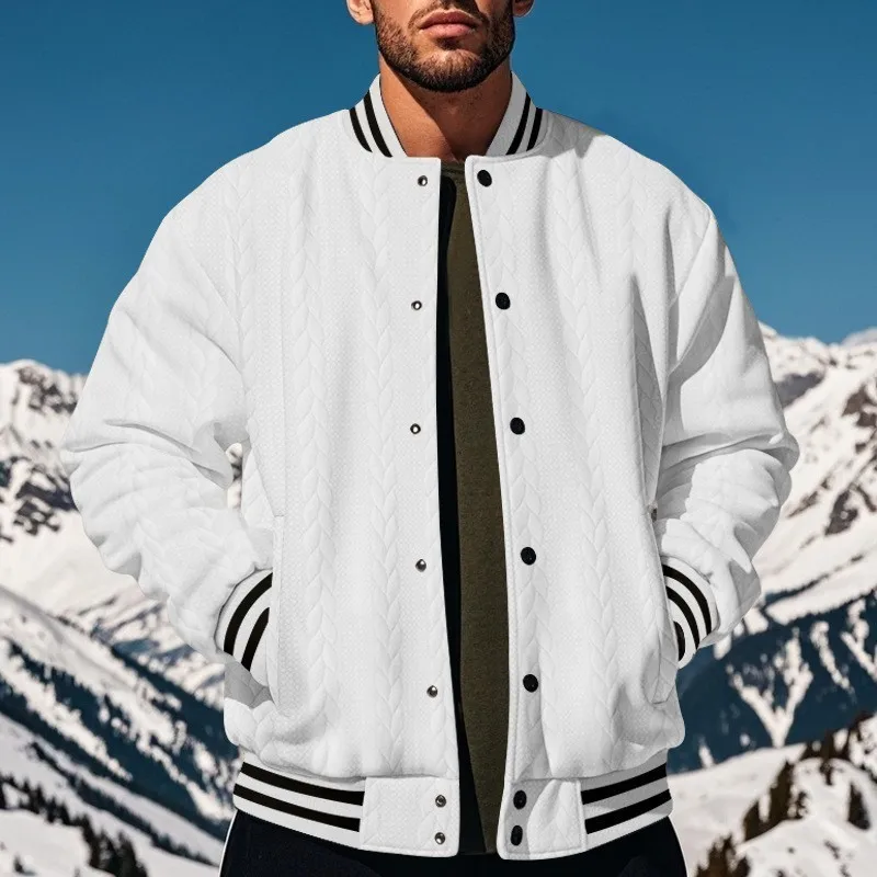 

Men's 2025 Autumn Casual Solid-color Baseball Clothing Fashion Striped Jacket Buttoned Blazer Versatile Sports Coat
