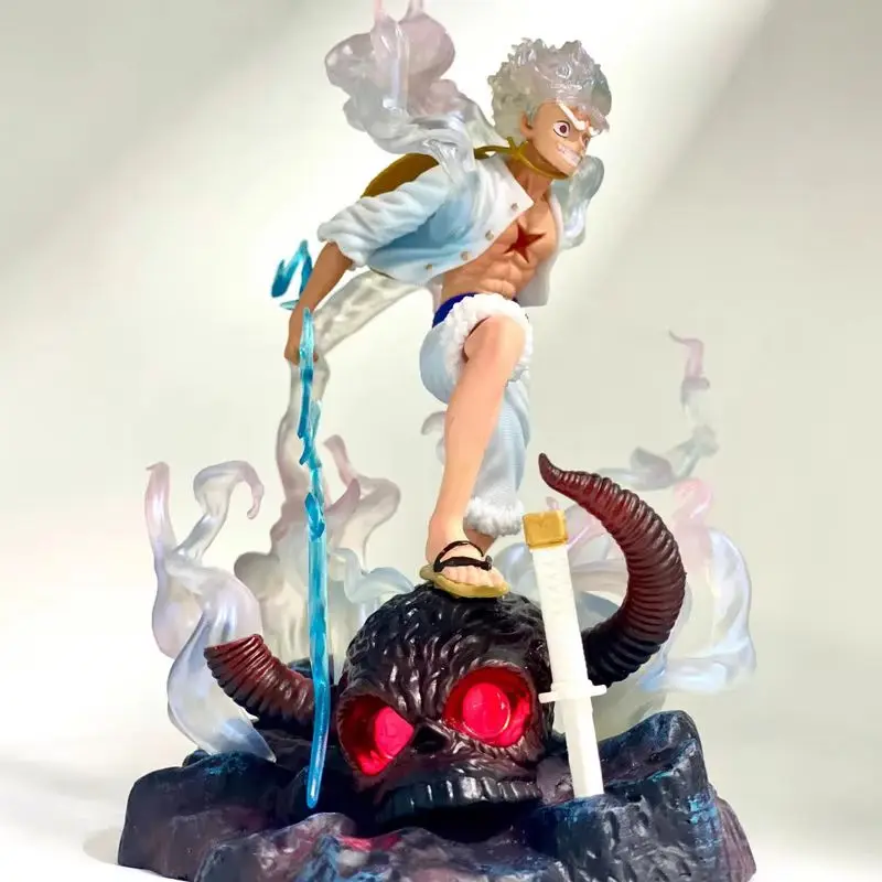 28 センチメートルアニメワンピースフィギュア Lx ゴーストアイランドニカ・ルフェイ発光像モデル手作りデスクトップ装飾装飾品ギフト