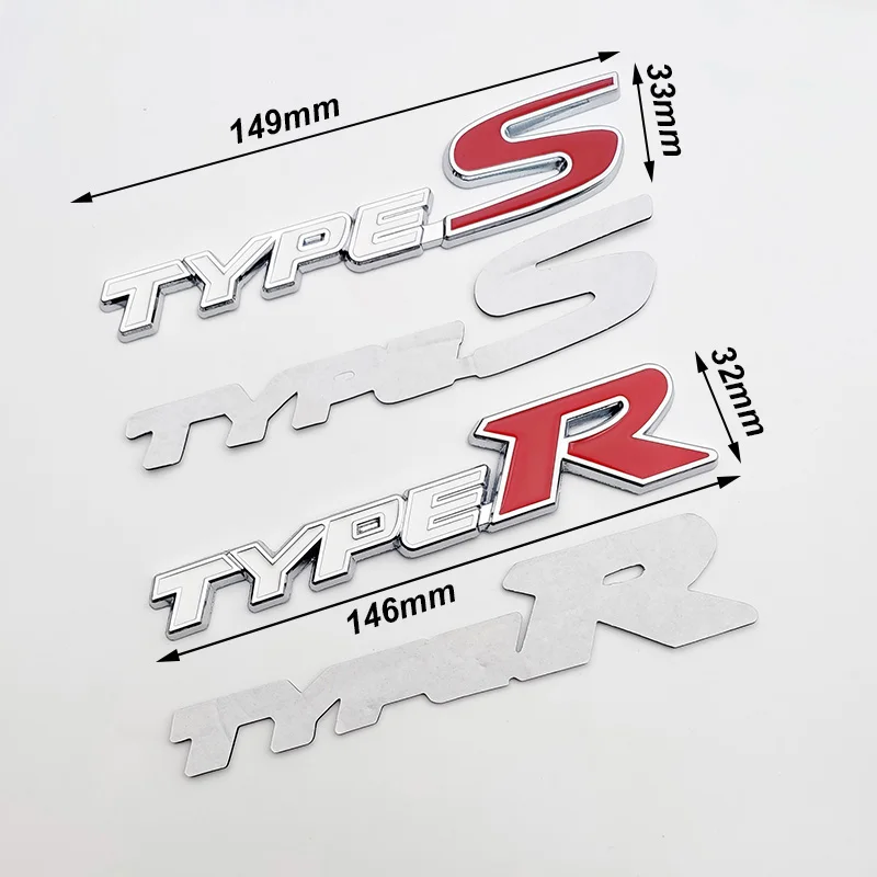 

3D Metal Type S Logo Emblem And Type R Letters Car Trunk Badge Sticker Accessory for Vehicle Customization