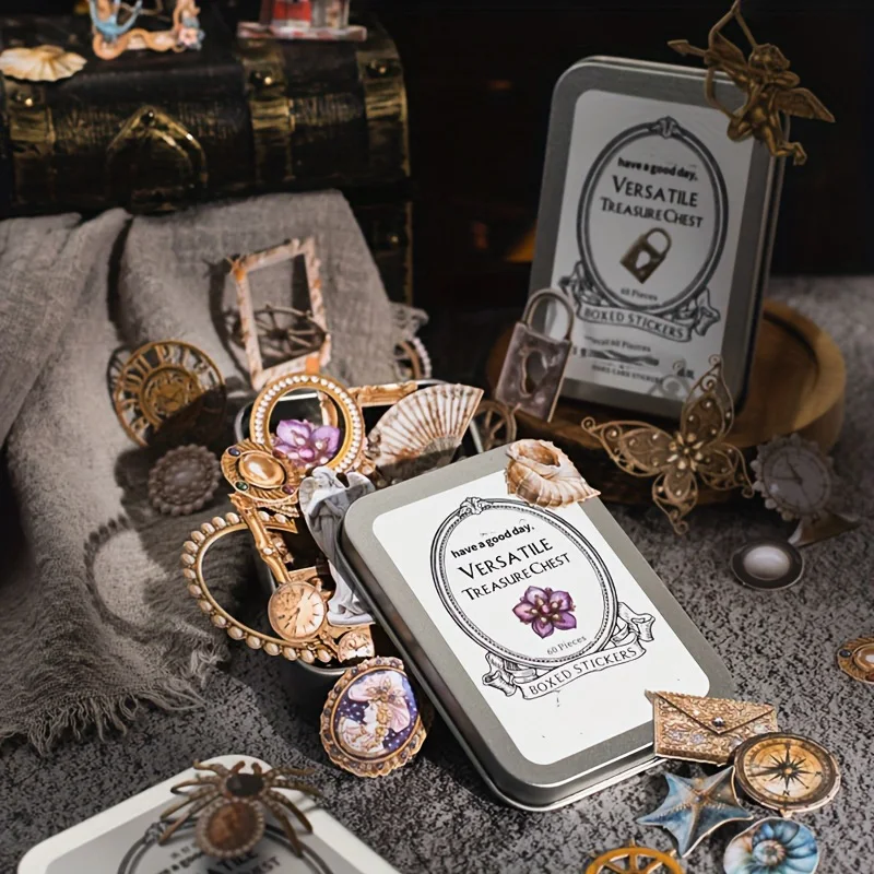 Retro Themed Hard Card Decorative stickers in Iron Boxes, Accessories, Ornaments, Small Items, DIY Nautical Themed Jewelry Accou