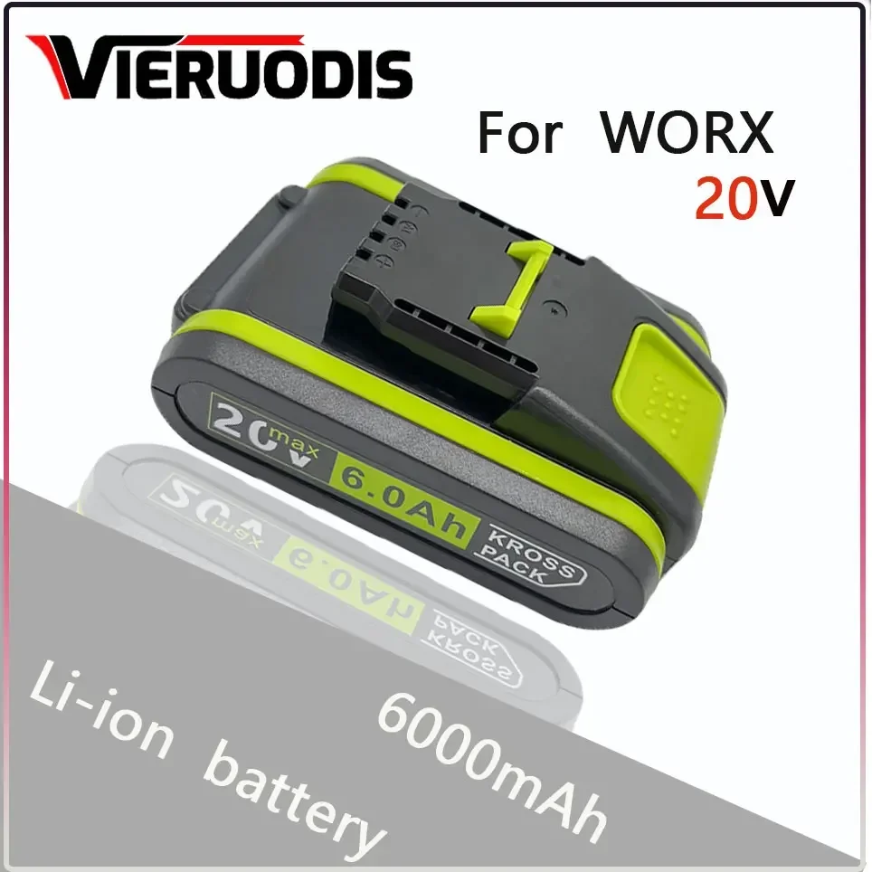 20V 6000 MAh Lithium Battery Suitable for Worx WA3551 WA3553 WX390 WX176 WX178 WX386 WX678