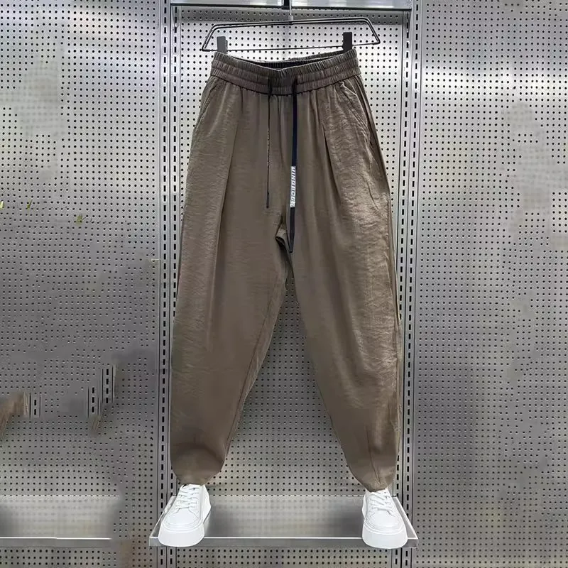 

Мужские повседневные свободные хлопковые льняные брюки, ультратонкие дышащие драпированные брюки-морковка Харлан, повседневная одежда для повседневного использования