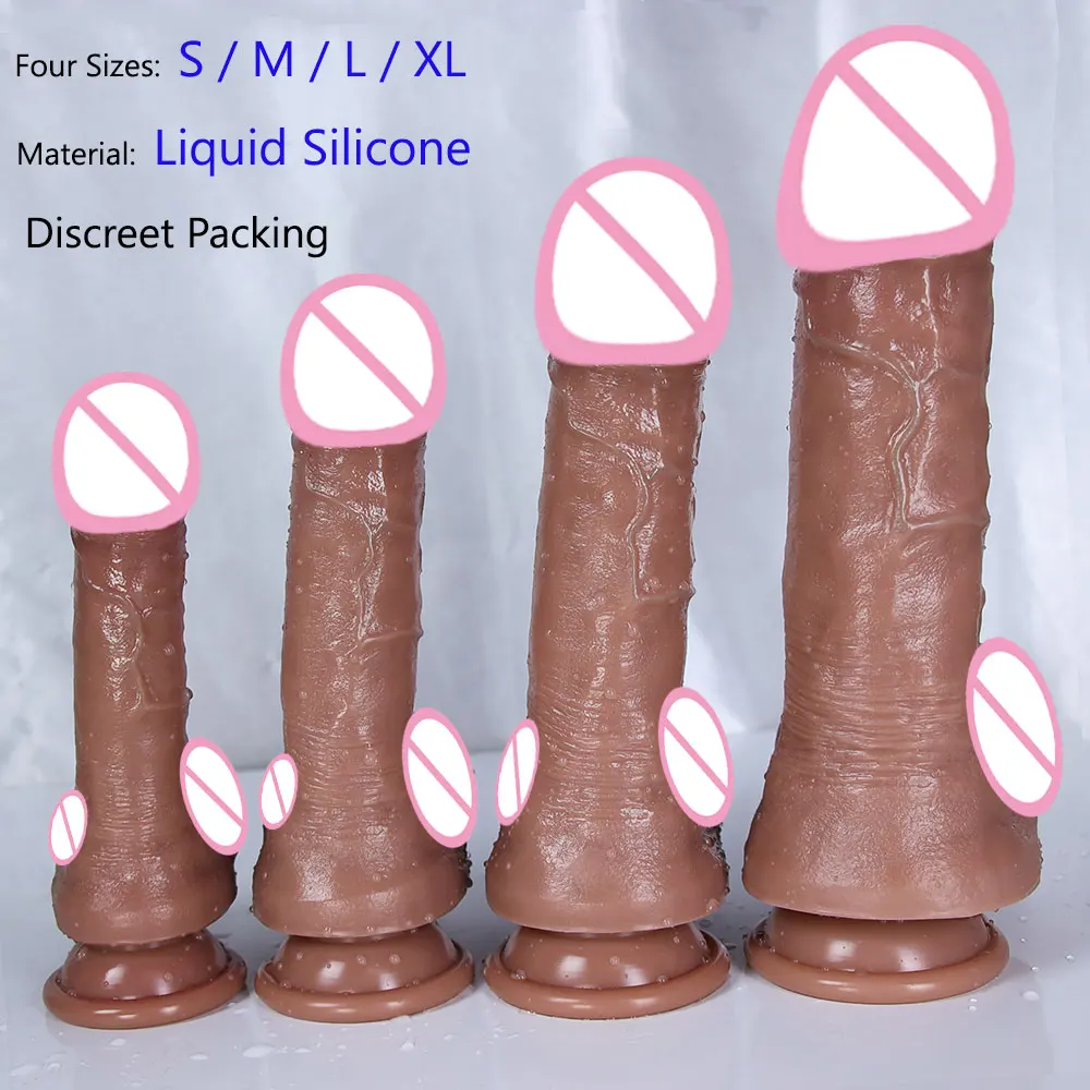 4Sizes Huge Skin Realistic Dildos Adult Sexy Toy Thick Penis Anus Stimulate Massag For Women G-Spot Vagina Stimulato Masturbator