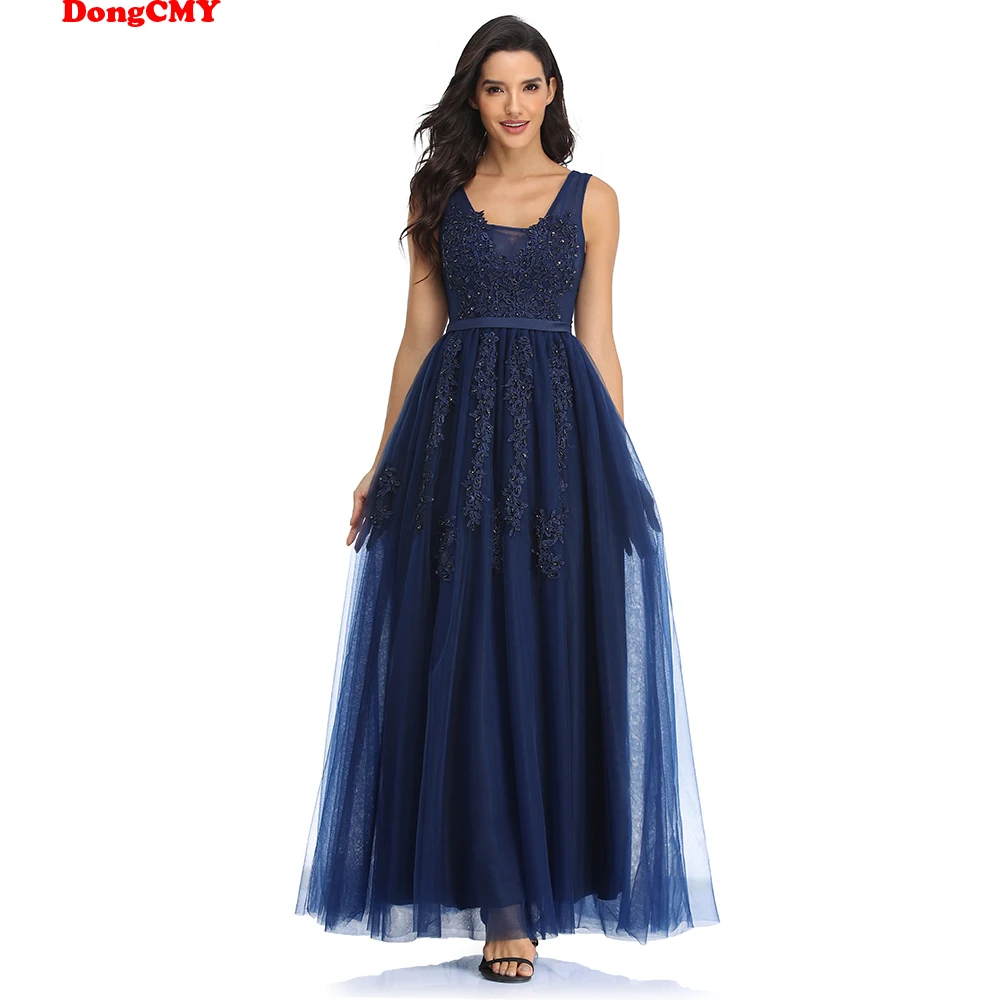 

New Long Formal Evening Dresses DongCMY Lace Sequined V-Neck Robe De Soiree Maxi Prom Tulle Vestidos Backless Elegant Dress